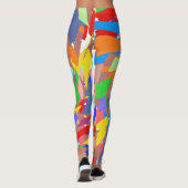 Fun Abstract Design Red Blue Rose Gold Leggings (Rückseite)