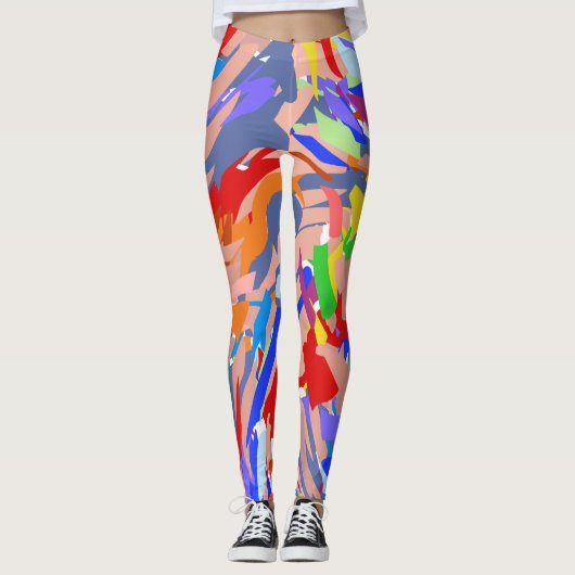 Fun Abstract Design Red Blue Rose Gold Leggings (Vorderseite)