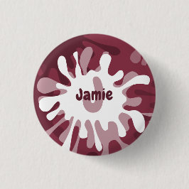 Fun Abstract Red Splatter Painting Name Button