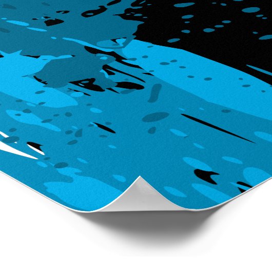 Fun Abstrakt Blue & Black Paint Spritzer Poster (Ecke)