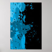 Fun Abstrakt Blue & Black Paint Spritzer Poster (Vorne)