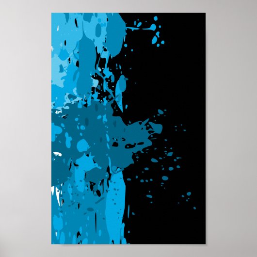 Fun Abstrakt Blue & Black Paint Spritzer Poster (Vorne)