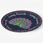 Fun Abstrakt Peacock in Bright Colors Party Pappteller (Schrägansicht)