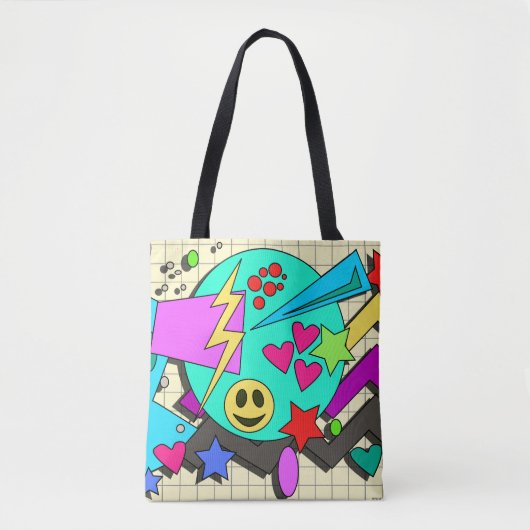 Fun Abstrakt Smile Vibes 90s Flashback Cartoon Tasche (Vorderseite)