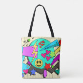 Fun Abstrakt Smile Vibes 90s Flashback Cartoon Tasche (Rückseite)