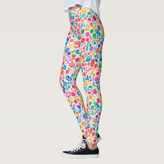 Fun Abstrakte farbenfrohe Regenbogen Polka Dot Was Leggings (Links)