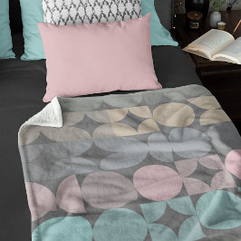 Fun Abstrakte Kreise Quadrate Popart Muster Fleecedecke