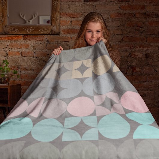 Fun Abstrakte Kreise Quadrate Popart Muster Fleecedecke