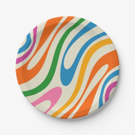 Fun Abstrakte Retro Moderne Muster Pappteller (Vorderseite)
