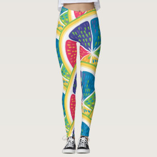 Fun Abstrakte Zitrusfrüchte-Regenbogenmuster Leggings