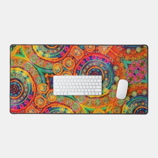 Fun Abstraktes Muster Moderner Regenbogenfarbener  Schreibtischunterlage (Tastatur & Maus)