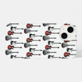 Fun Acoustic Electric Gitarren Music Pattern Desig iPhone Hülle (Rückseite (Horizontal))