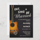 Fun Acoustic Gitarre Diamonds Black Foto Wedding Einladung (Vorderseite)