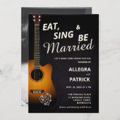 Fun Acoustic Gitarre Diamonds Black Foto Wedding Einladung (Vorne/Hinten)