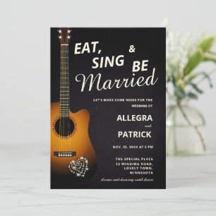 Fun Acoustic Gitarre Diamonds Black Foto Wedding Einladung