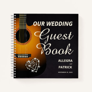 Fun Acoustic Guitar Diamonds Foto Wedding Guest Notizblock
