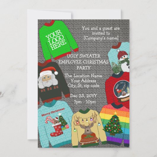 Fun Add Logo Ugly Sweater Company Weihnachten Part Einladung (Vorderseite)