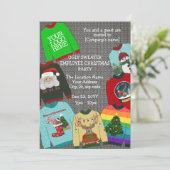 Fun Add Logo Ugly Sweater Company Weihnachten Part Einladung (Stehend Vorderseite)