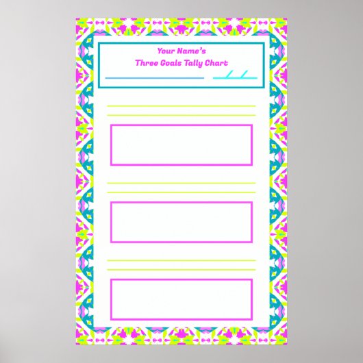 Fun ADHD Girl's Goal Habit Tracker Chart downloade Poster (Vorne)