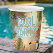 Fun Adult Tiki Toucan Tropical Pool Party Pappbecher