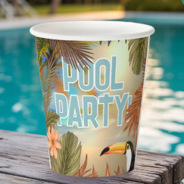 Fun Adult Tiki Toucan Tropical Pool Party Pappbecher