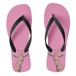 Fun African Giraffe Wasserfarbe auf Rosa Badesandalen