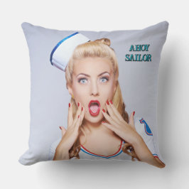 Fun Ahoy Sailor Girl in Sailor's Hat bearbeitbarer Kissen