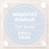 Fun Airline Pilot Wall Plaque Style Glass Unterset Glasuntersetzer (Rückseite)