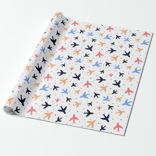 Fun Airplane Reisemuster farbenfrohe Jets Geschenkpapier (Ungerollt)