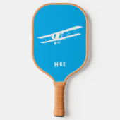 Fun Airplane Simple Monogrammed Blue Aviation Pickleball Schläger (Rückseite)