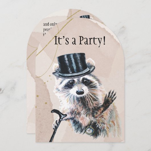 Fun Alberne formale Kleidung Raccoon Tier BIrthday Einladung (Vorne/Hinten)