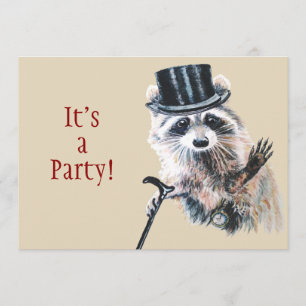 Fun Alberne formale Kleidung Raccoon Tier BIrthday Einladung