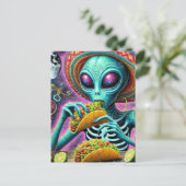 Fun Alien Eating Tacos Postkarte (Stehend Vorderseite)