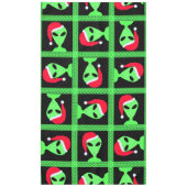 Fun Alien Santa Geek Spaß Grün und Schwarz Spaß Tischdecke (Vorderseite)
