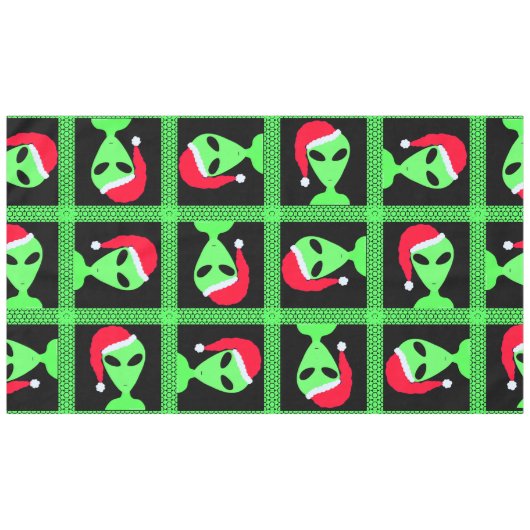 Fun Alien Santa Geek Spaß Grün und Schwarz Spaß Tischdecke (Vorderseite (Horizontal))