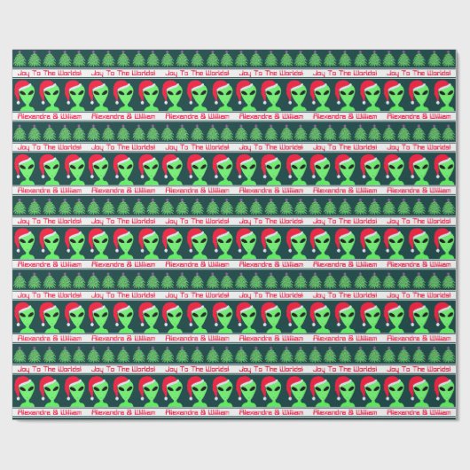 Fun Alien Santa Geek Spaß LGM Freude an der Welt Geschenkpapier (Flach)