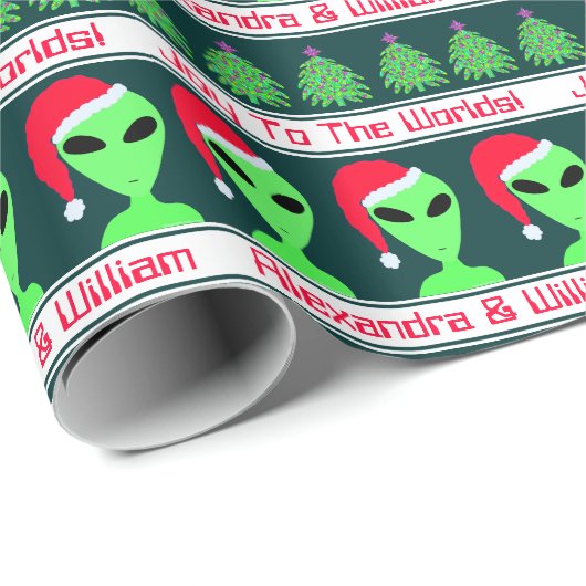 Fun Alien Santa Geek Spaß LGM Freude an der Welt Geschenkpapier (Rolleneckpunkt)