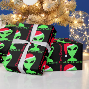 Fun Alien Santa Geek Spaß LGM Weihnachten Geschenkpapier