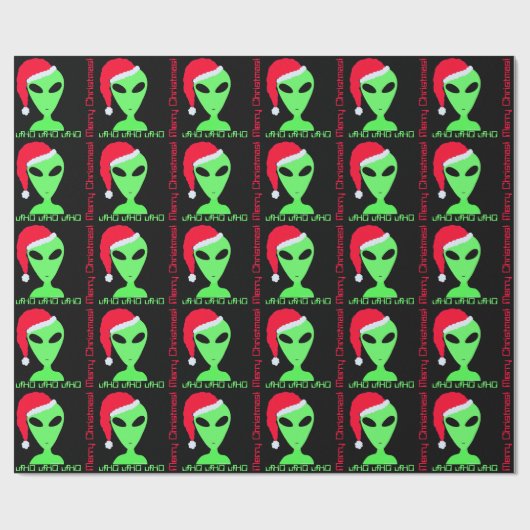 Fun Alien Santa Geek Spaß LGM Weihnachten Geschenkpapier (Flach)