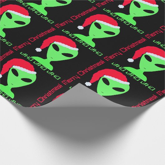 Fun Alien Santa Geek Spaß LGM Weihnachten Geschenkpapier (Ecke)