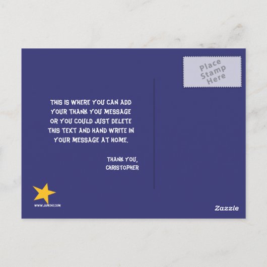 Fun Alien ufo Raumschiff Jungs danken Ihnen postca Postkarte (Rückseite)