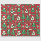 Fun Alien Weihnachtsfeiertag Papier Geschenkpapier (Flach)