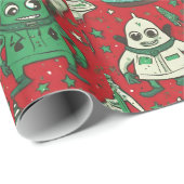 Fun Alien Weihnachtsfeiertag Papier Geschenkpapier (Rolleneckpunkt)