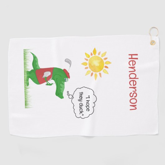 Fun Alligator Golfer Golf Handtuch (Horizontal)