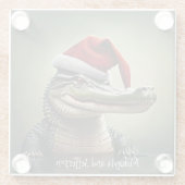 Fun Alligator in der Weihnachtsmannmütze Glasuntersetzer (Rückseite)