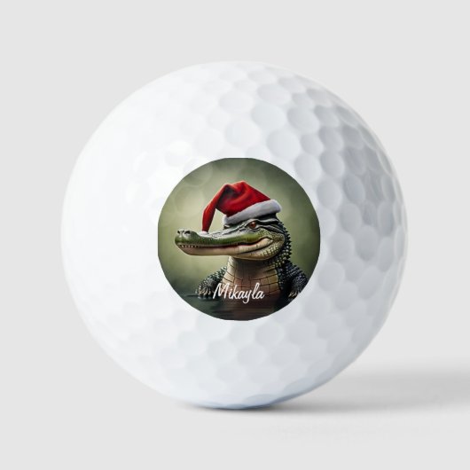 Fun Alligator in der Weihnachtsmannmütze Golfball (Vorderseite)