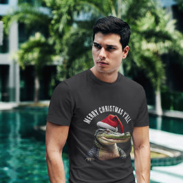 Fun Alligator in der Weihnachtsmannmütze T-Shirt