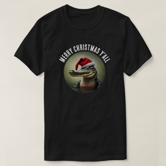 Fun Alligator in der Weihnachtsmannmütze T-Shirt (Design vorne)