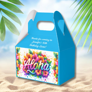 Fun Aloha Tropical Birthday Luau Blue Geschenkschachtel