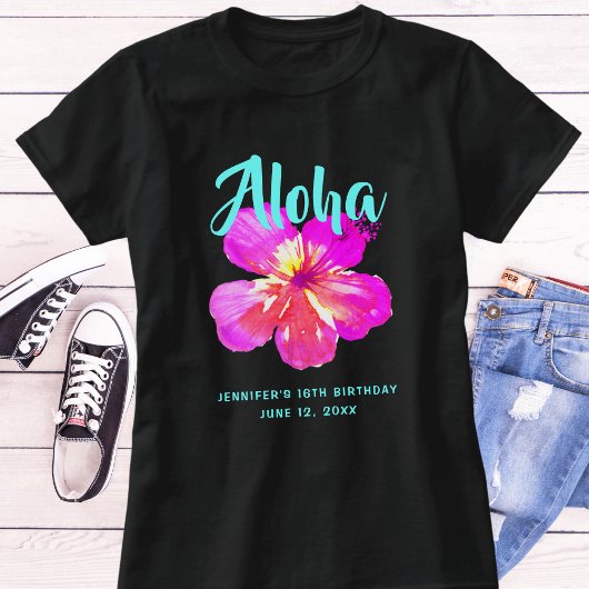 Fun Aloha Tropical Birthday Luau Party T - Shirt
